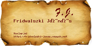 Fridvalszki Jónás névjegykártya